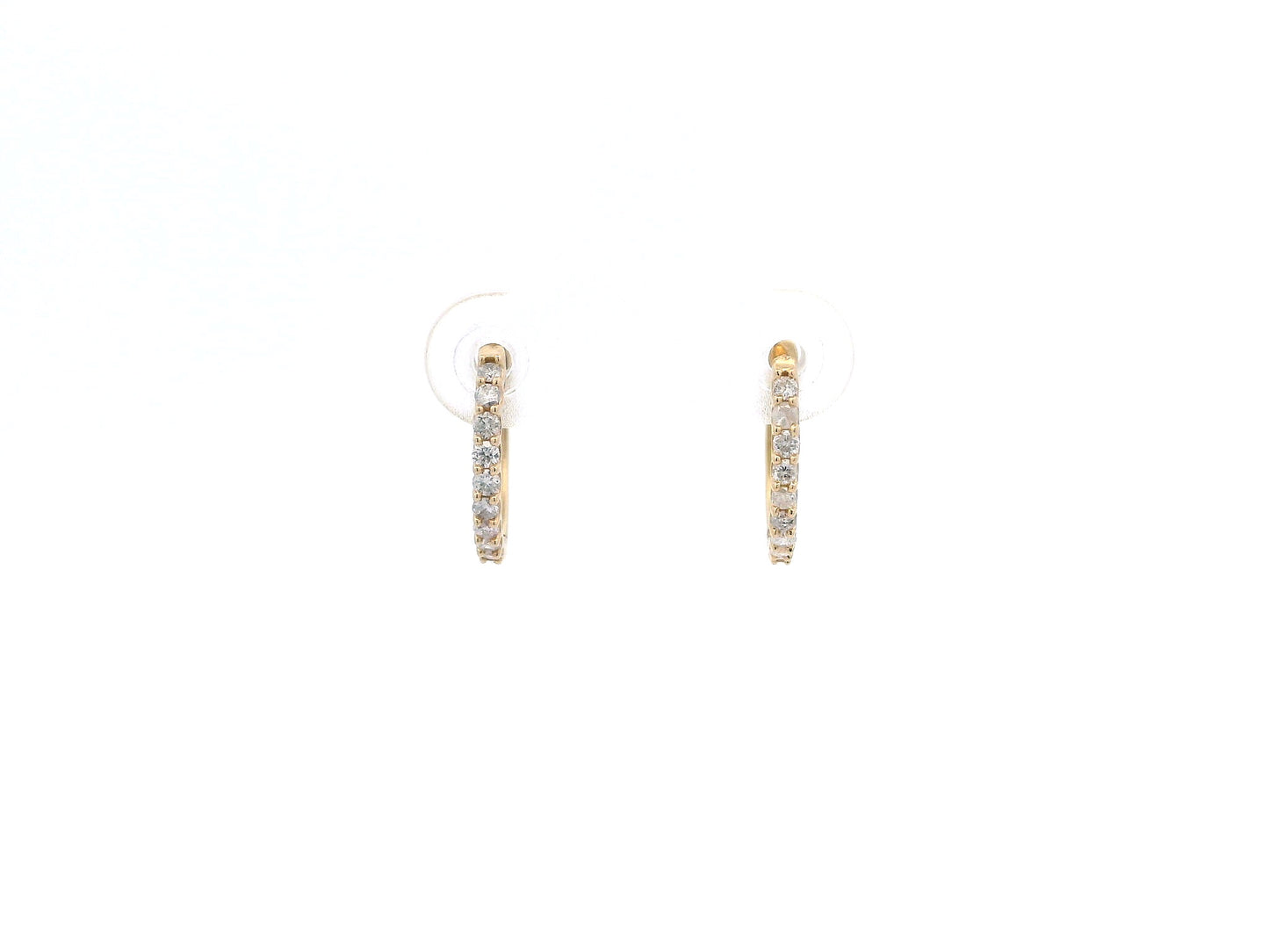 14K Diamond Huggie Hoop Earrings