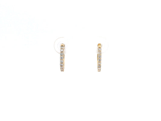 14K Diamond Huggie Hoop Earrings