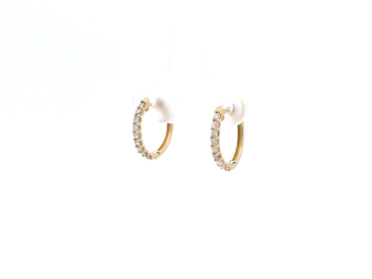 14K Diamond Huggie Hoop Earrings