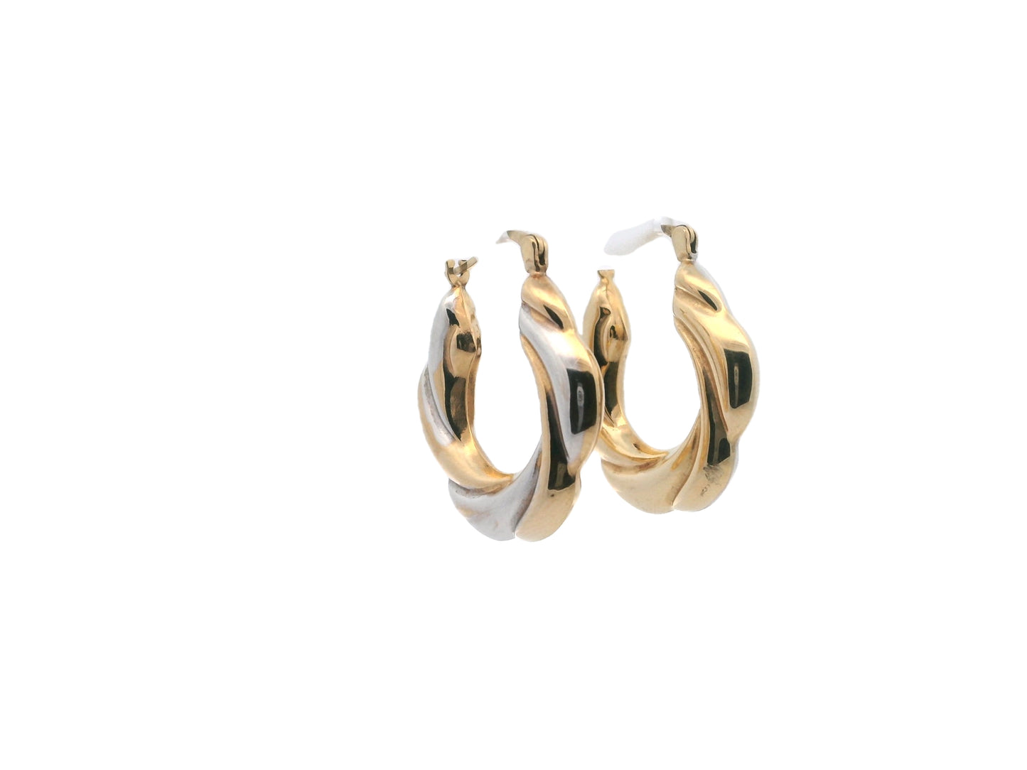 14K Yellow & White Hoop Earrings