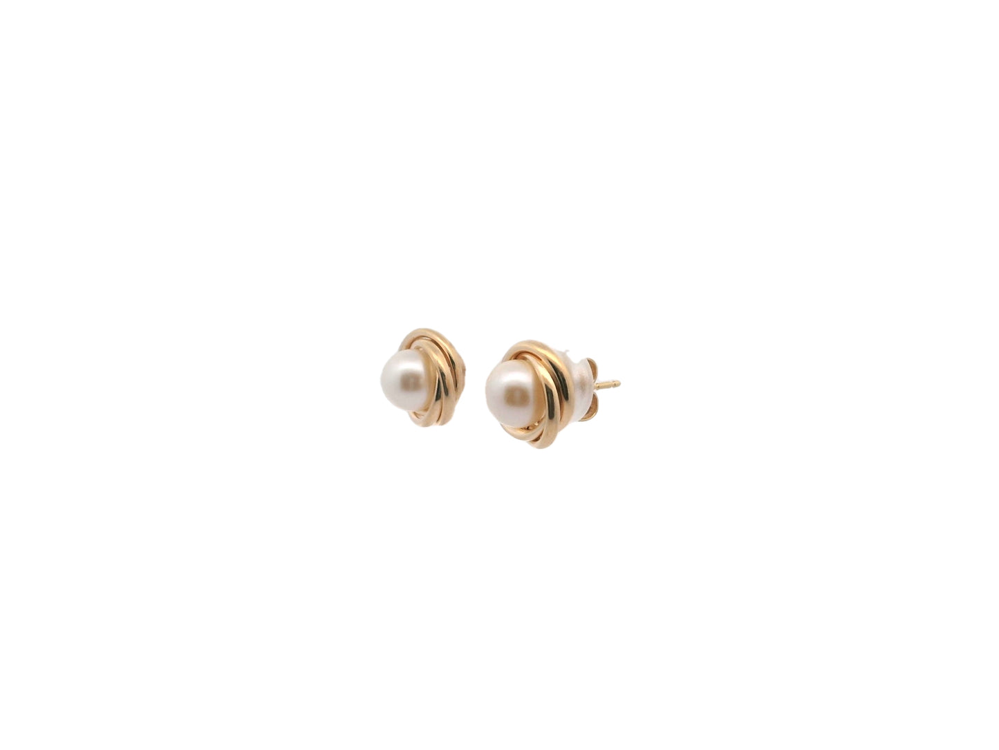 14K Yellow Gold & Pearl Stud Earrings