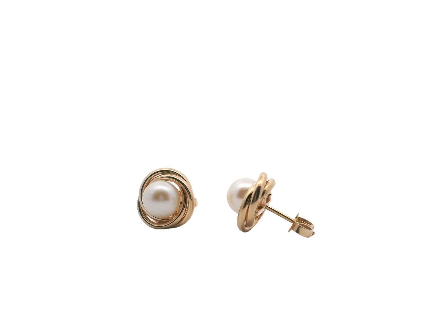 14K Yellow Gold & Pearl Stud Earrings