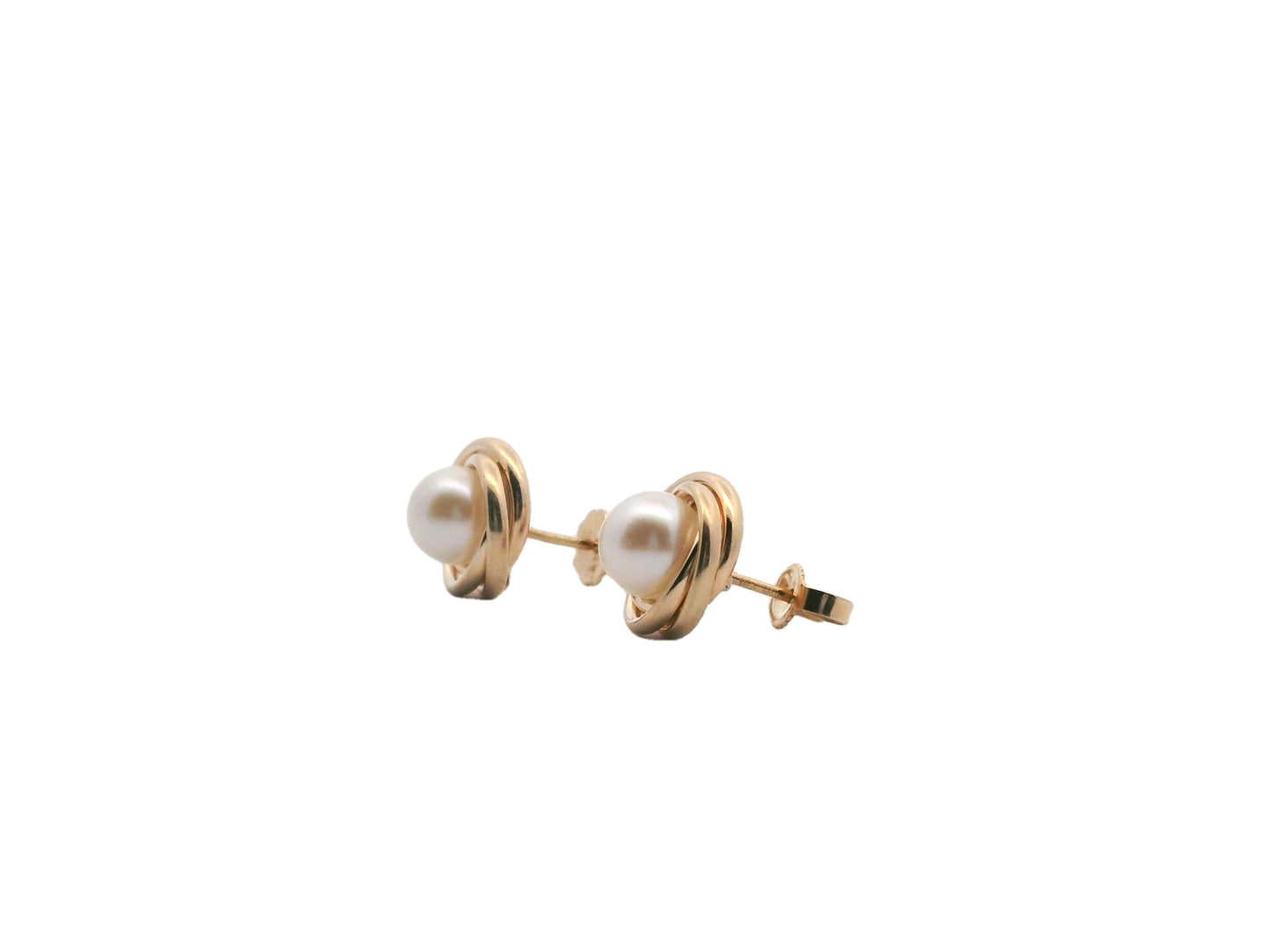 14K Yellow Gold & Pearl Stud Earrings