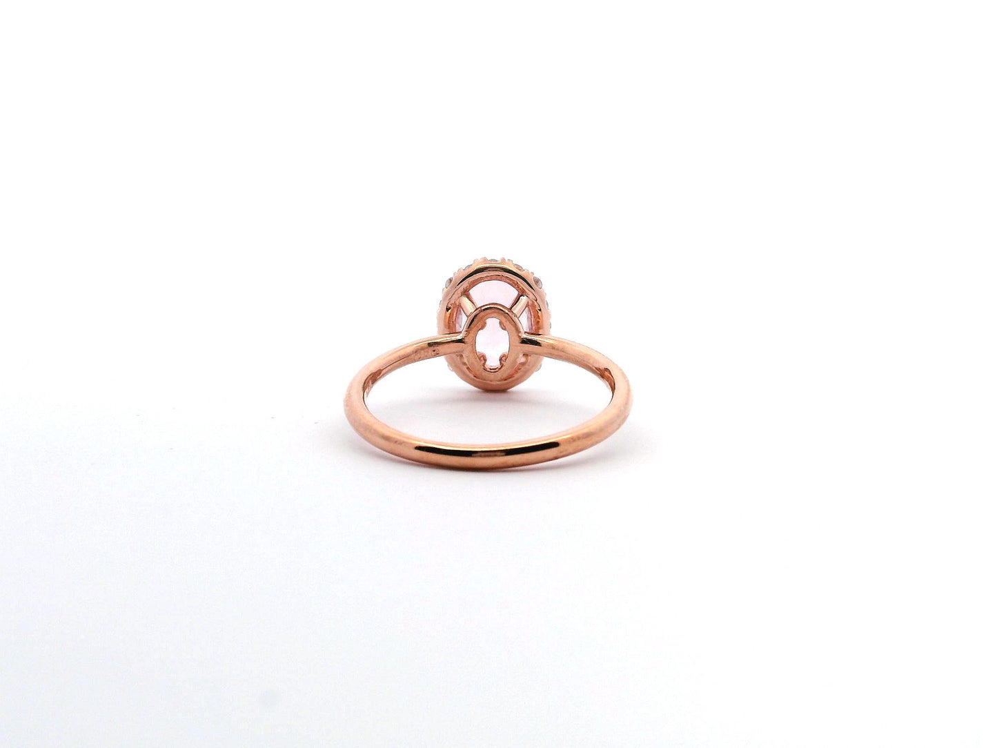 14K Rose Gold Morganite and Diamond Ring.