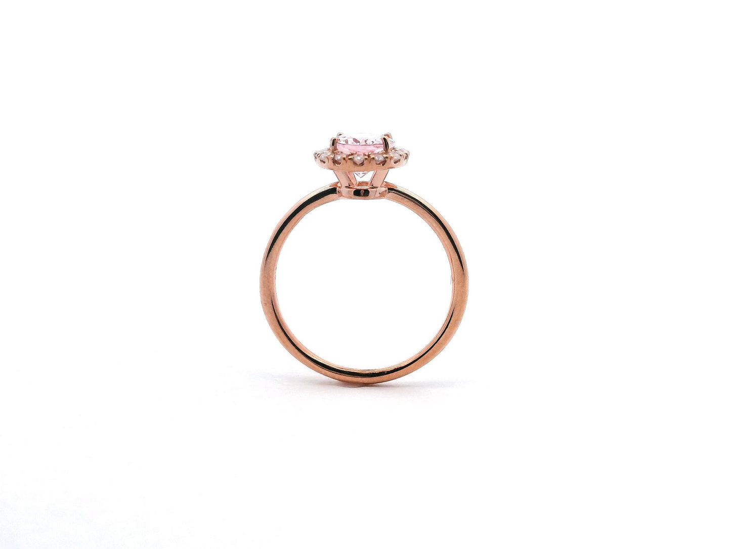 14K Rose Gold Morganite and Diamond Ring.